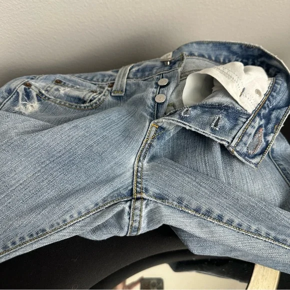 Vintage Levis 513 Floral Patchwork Bootcut Jeans Size 7M Distressed Denim Boho - Picture 12 of 15